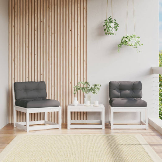 White Solid Pine Garden Sofas with Cushions - 2pc Set