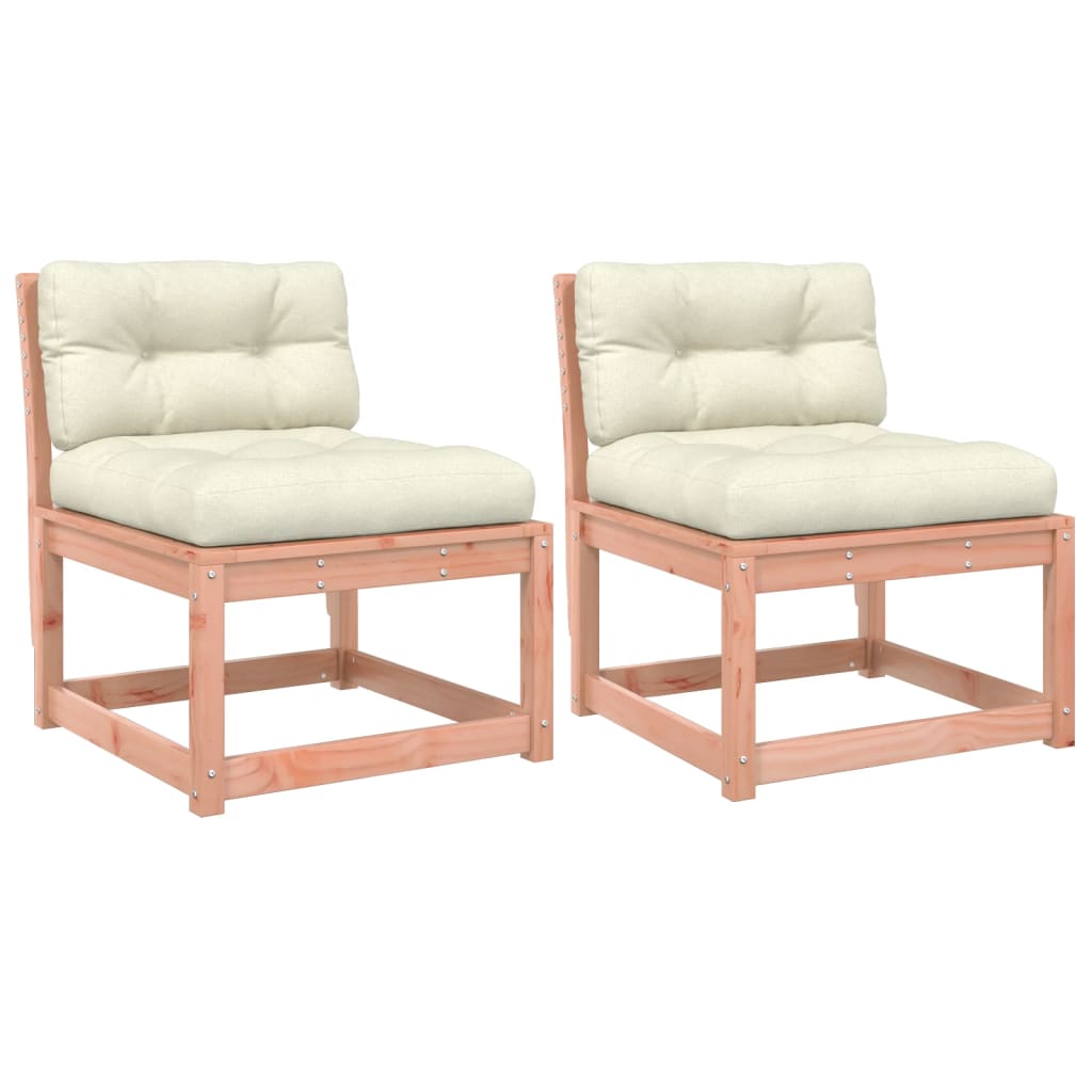 Solid Wood Douglas Garden Sofas with Cushions - 2 Piece Set