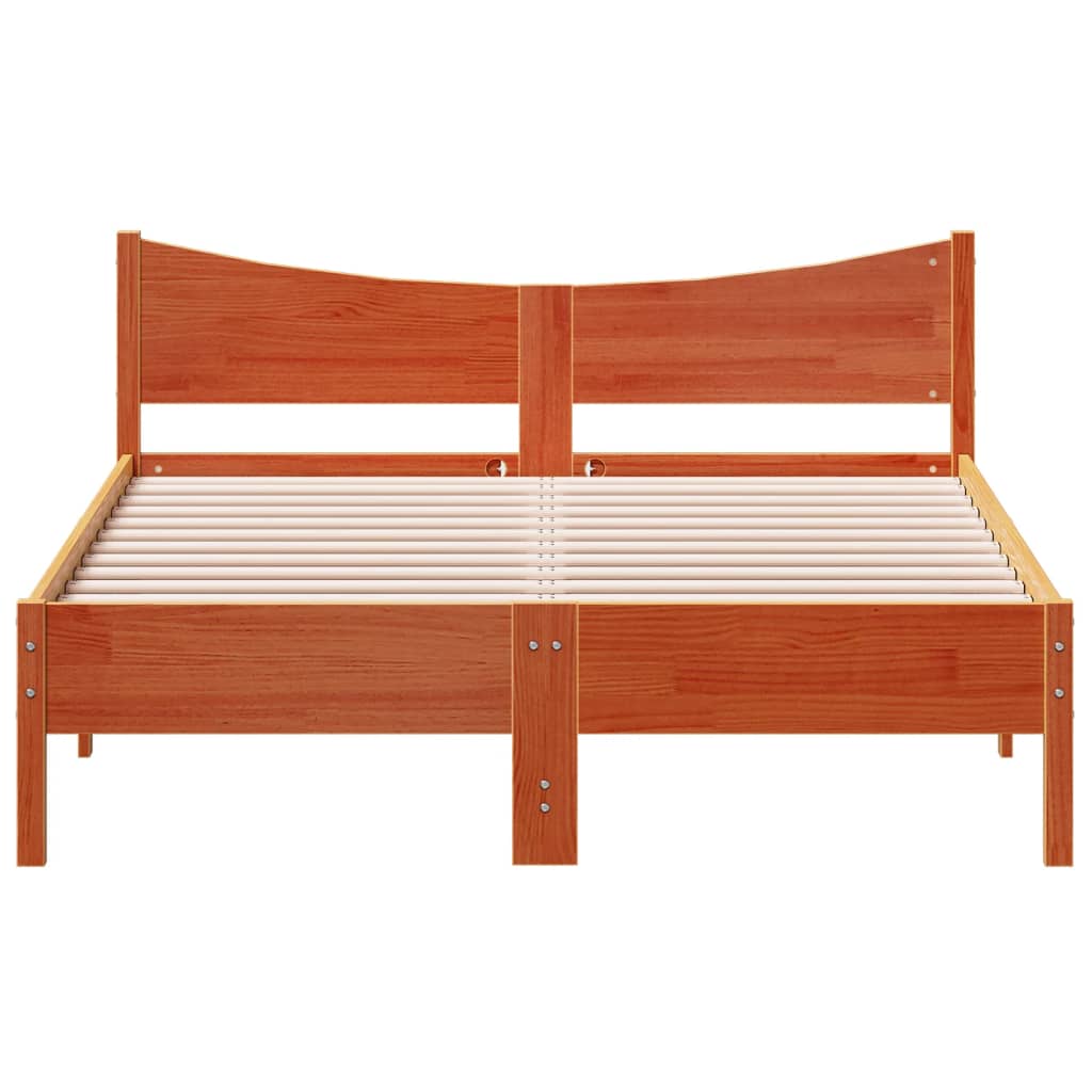 Solid Pine Bed Frame Wax Brown 140x200 cm - No Mattress Included