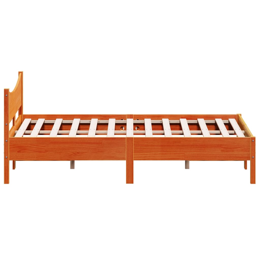 Solid Pine Bed Frame Wax Brown 140x200 cm - No Mattress Included