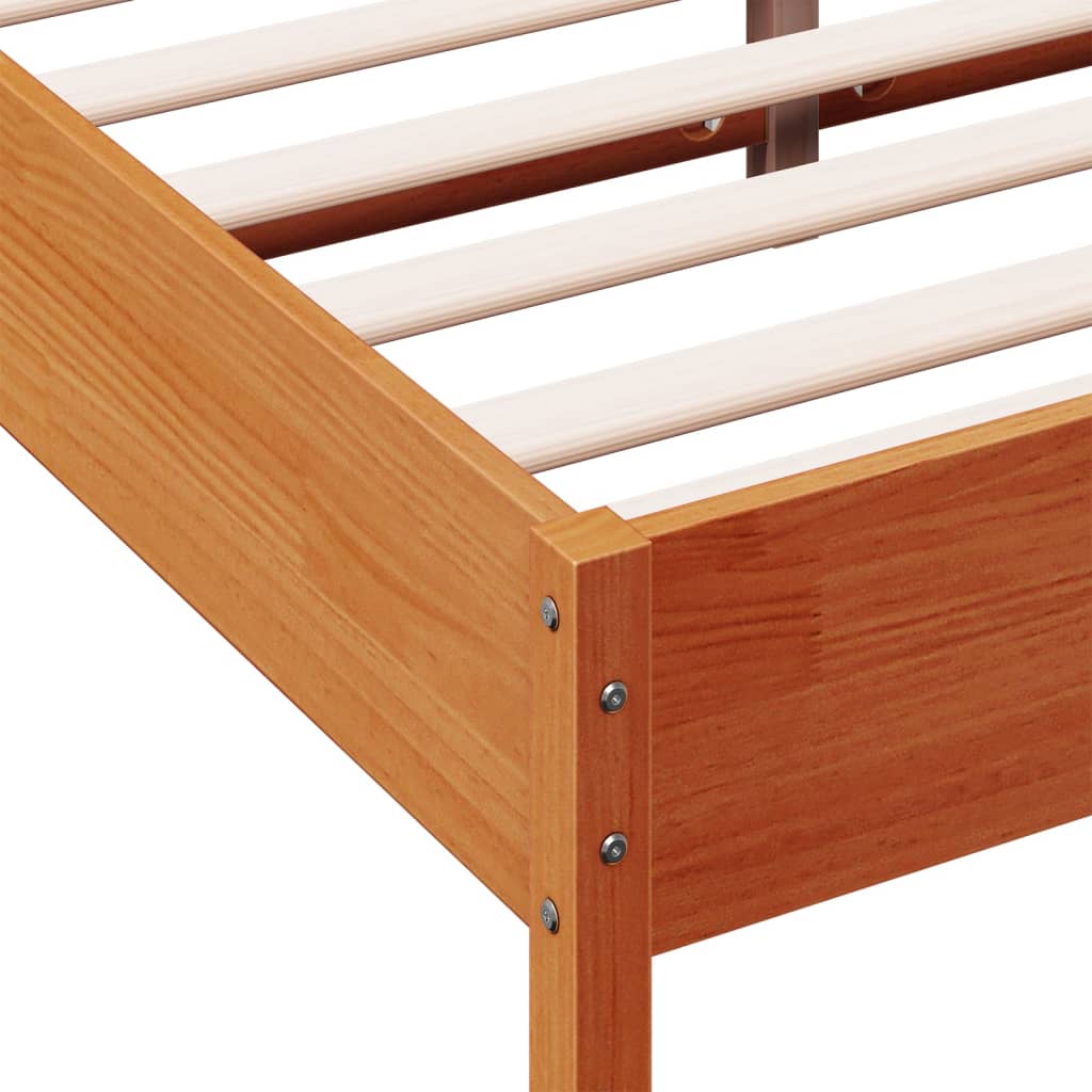 Solid Pine Bed Frame Wax Brown 140x200 cm - No Mattress Included