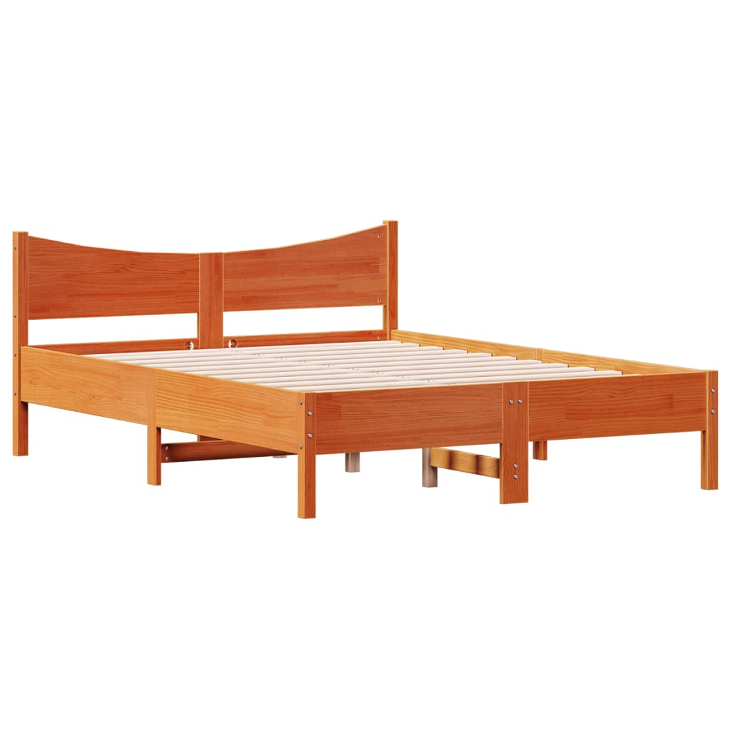 Solid Pine Wood Bed Frame, Wax Brown, 120x200 cm, No Mattress