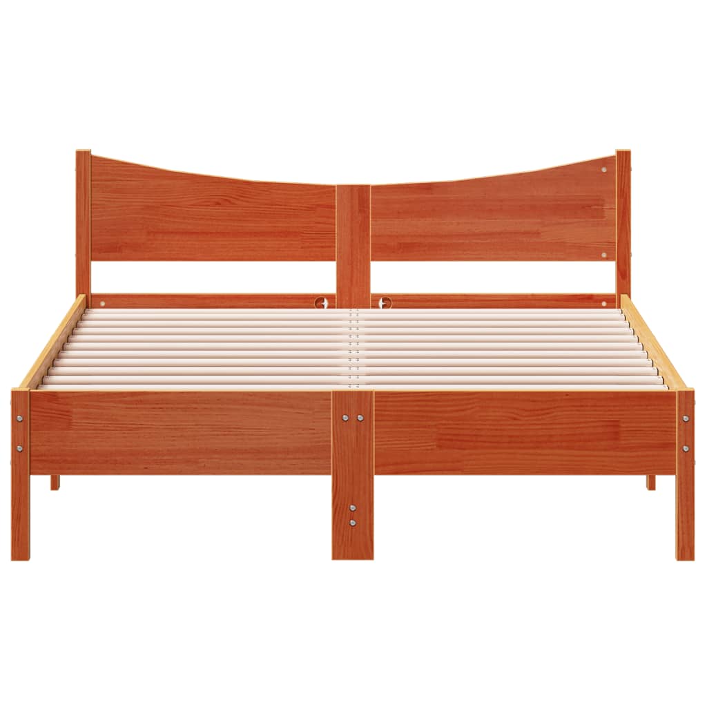 Solid Pine Wood Bed Frame, Wax Brown, 120x200 cm, No Mattress