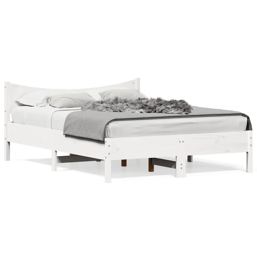 Solid Pine Wood Bed Frame White 140x190 cm - No Mattress Included
