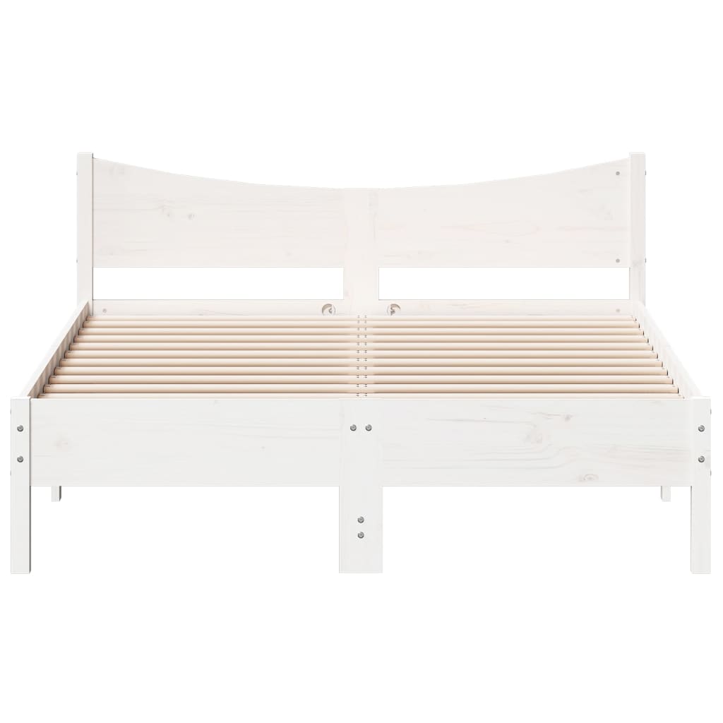 Solid Pine Wood Bed Frame White 140x190 cm - No Mattress Included
