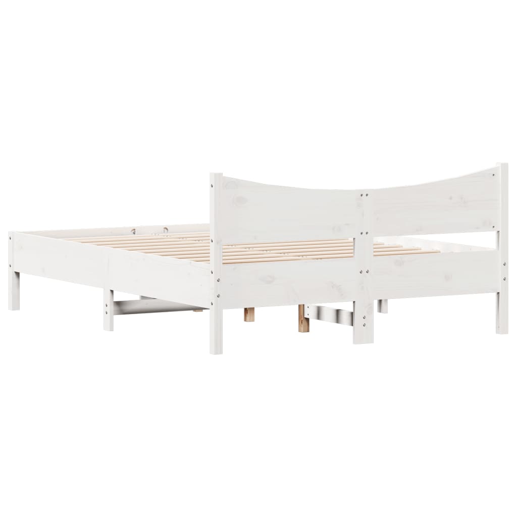 Solid Pine Wood Bed Frame White 140x190 cm - No Mattress Included