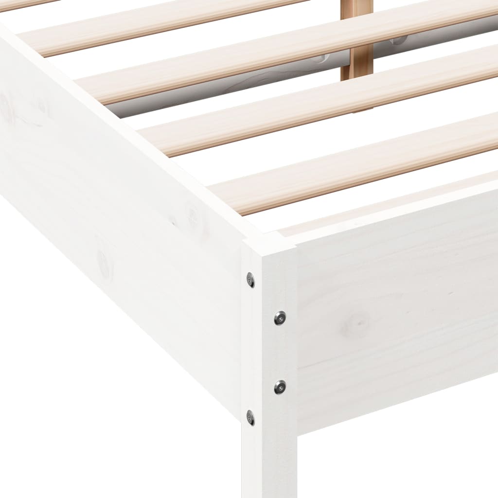 Solid Pine Wood Bed Frame White 140x190 cm - No Mattress Included