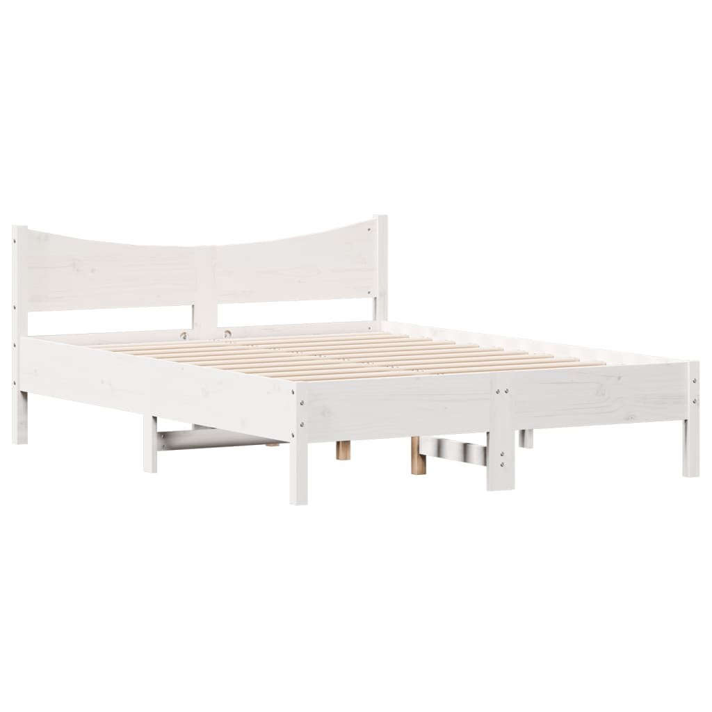 Solid Pine Small Double Bed Frame White 120x190 cm