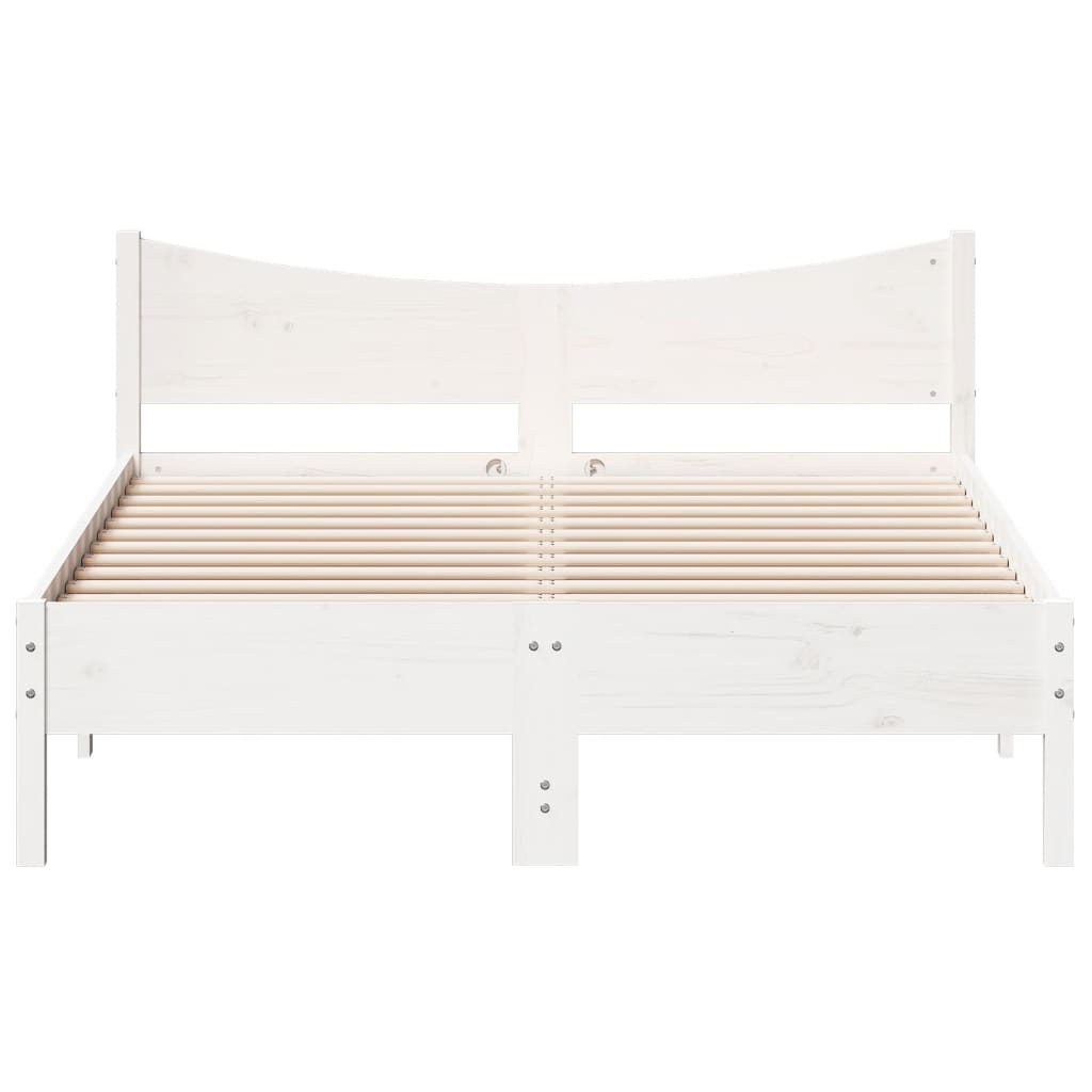 Solid Pine Small Double Bed Frame White 120x190 cm