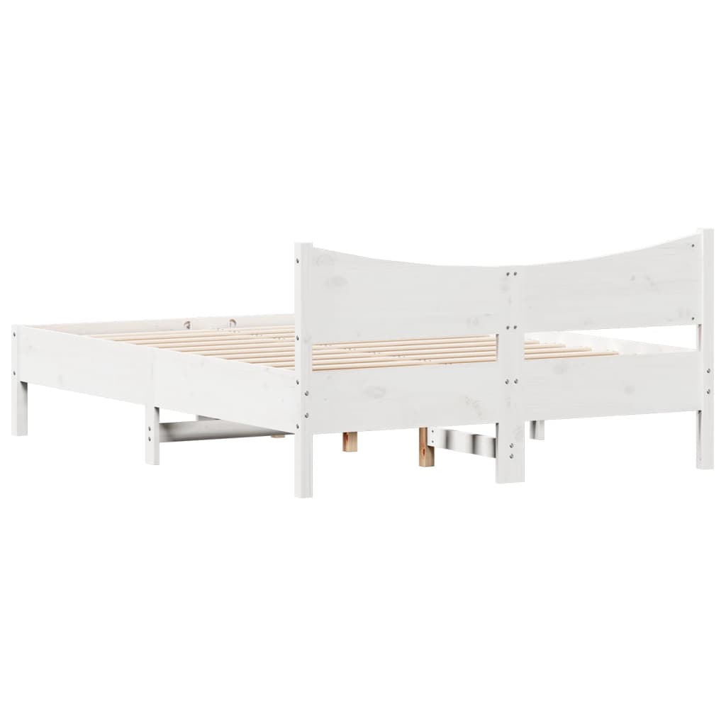 Solid Pine Small Double Bed Frame White 120x190 cm