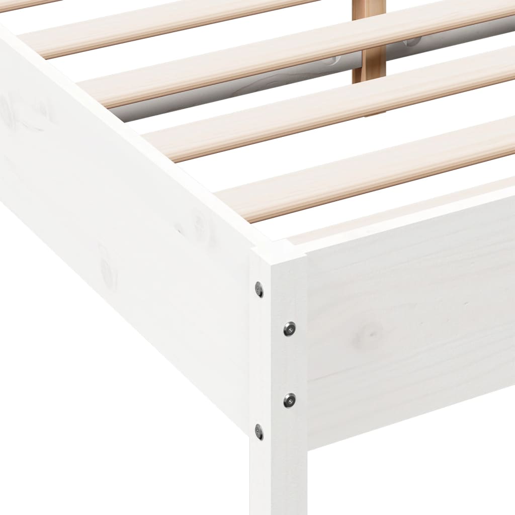 Solid Pine Small Double Bed Frame White 120x190 cm