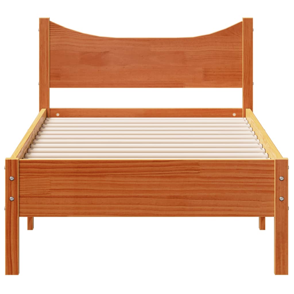 Solid Pine Bed Frame, Wax Brown, Small Single 75x190 cm