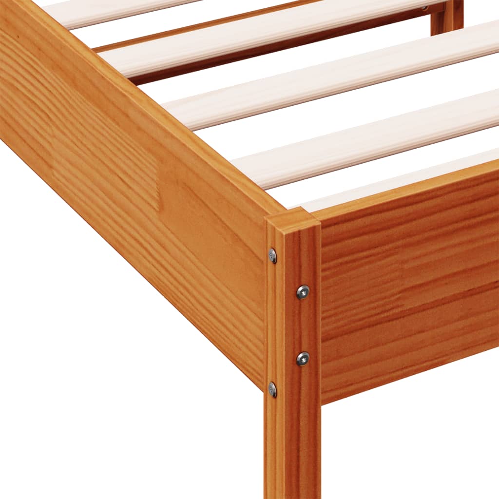 Solid Pine Bed Frame, Wax Brown, Small Single 75x190 cm