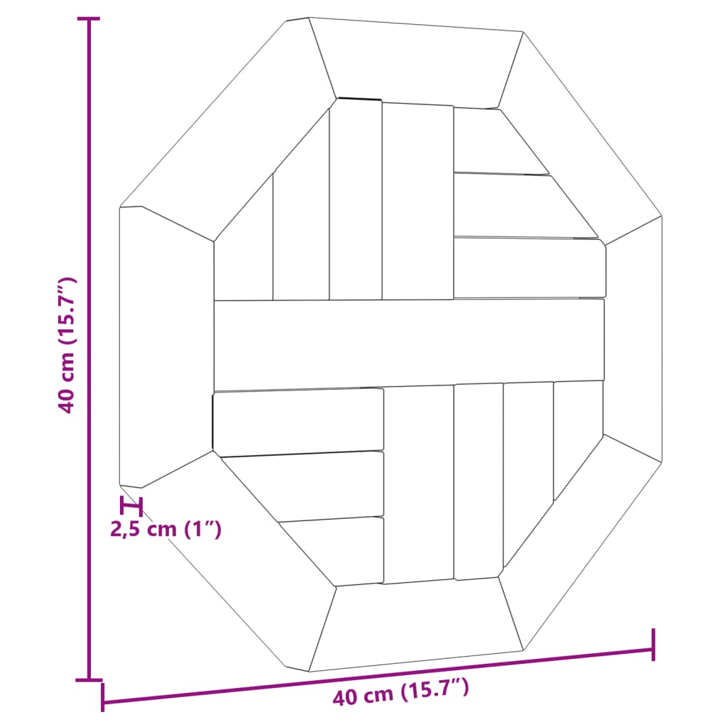 Octagonal Solid Teak Table Top - 40x40x2.5 cm