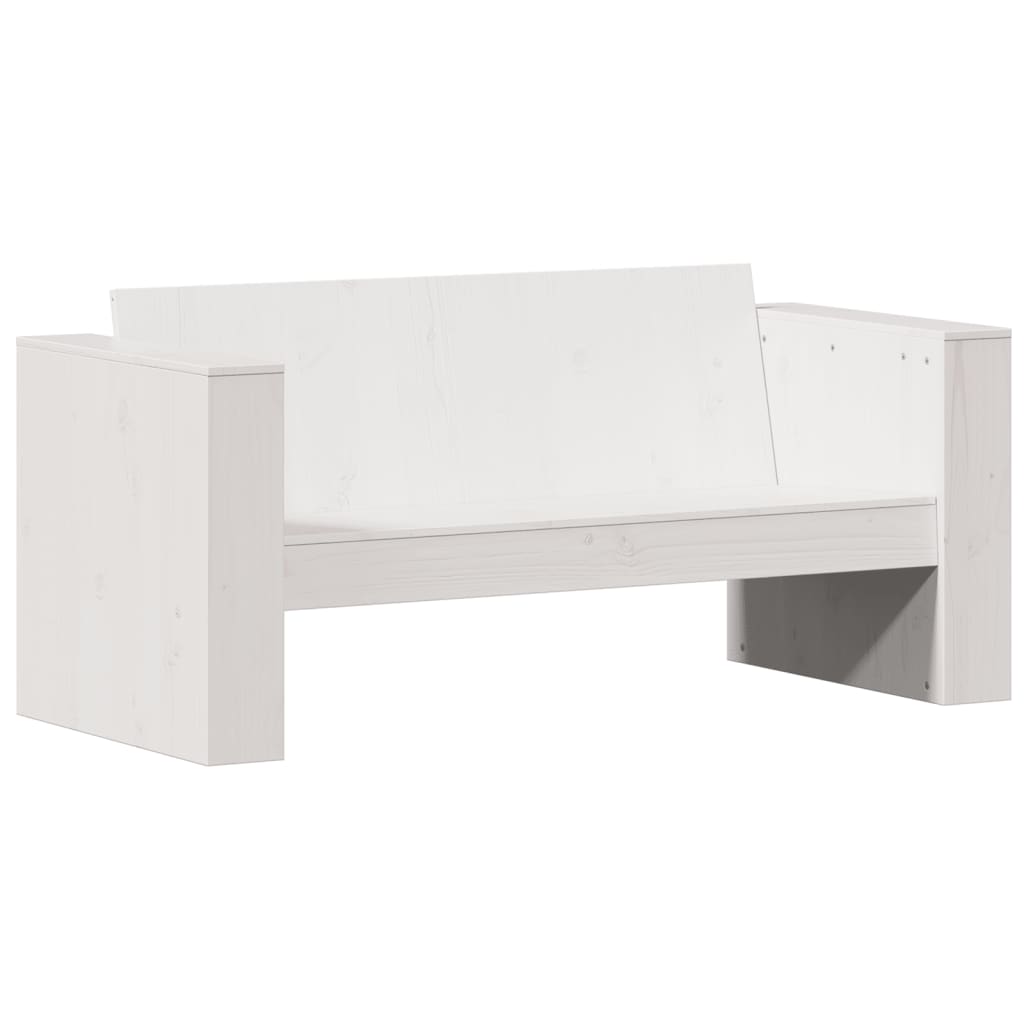 White 2-Seater Garden Sofa - 134cm Solid Pine Wood