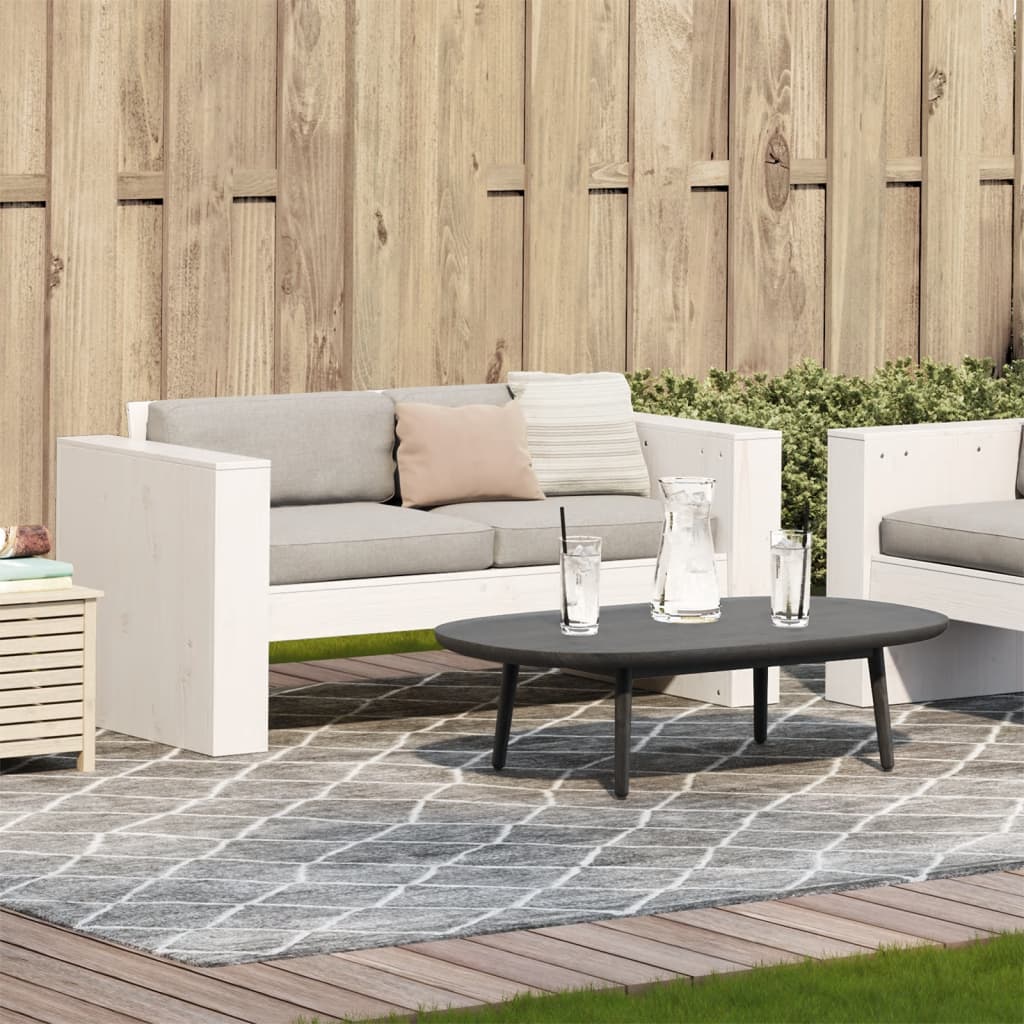 White 2-Seater Garden Sofa - 134cm Solid Pine Wood