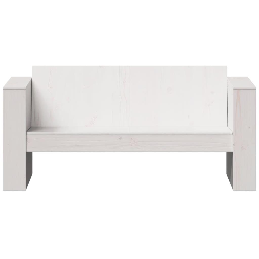 White 2-Seater Garden Sofa - 134cm Solid Pine Wood