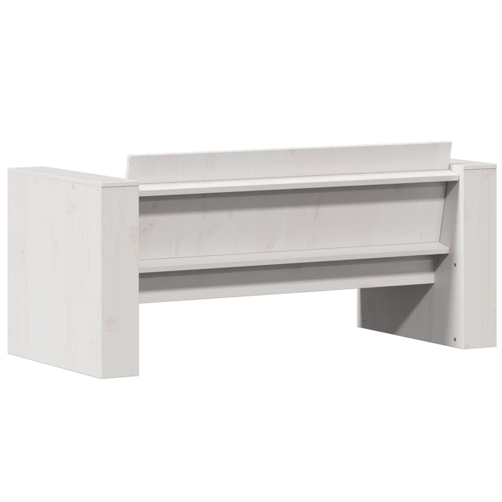 White 2-Seater Garden Sofa - 134cm Solid Pine Wood