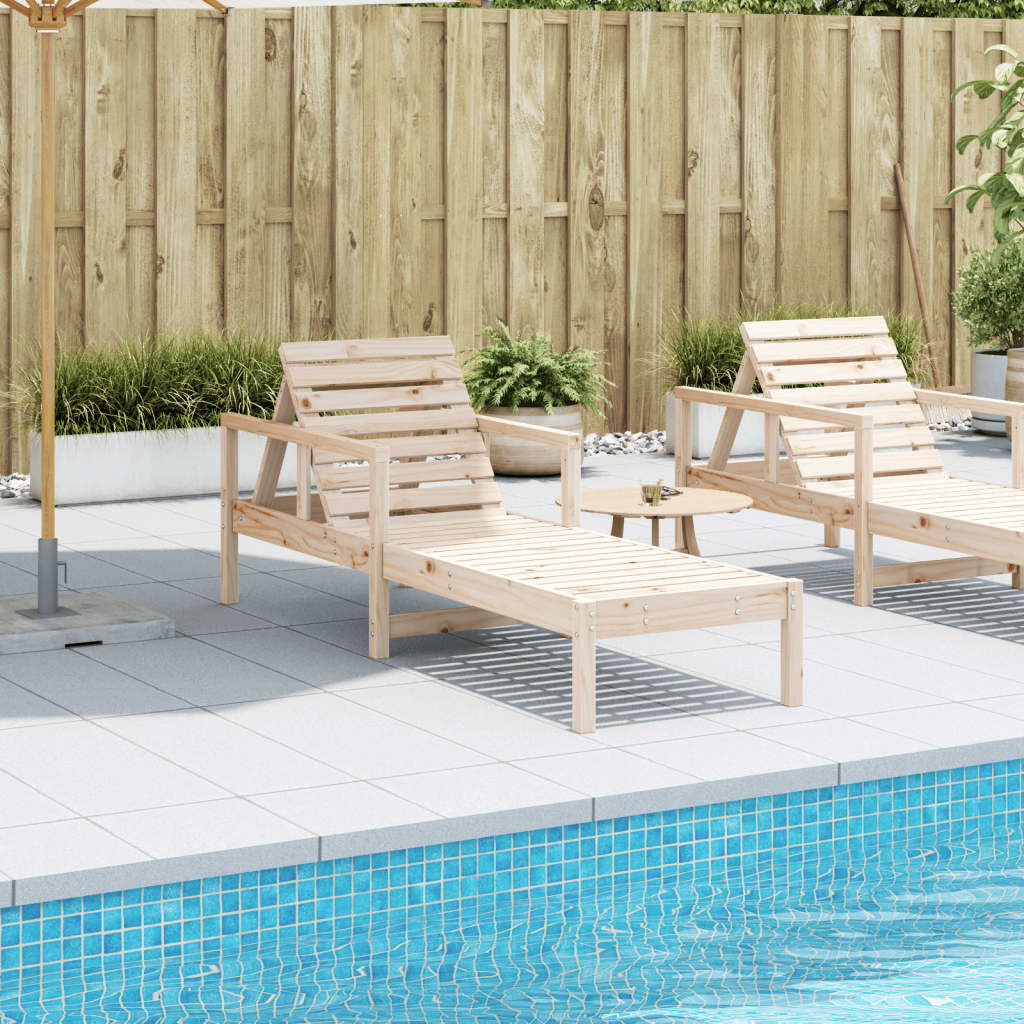 Solid Pine Sun Lounger - Durable Outdoor Relaxation 199.5x62x55 cm