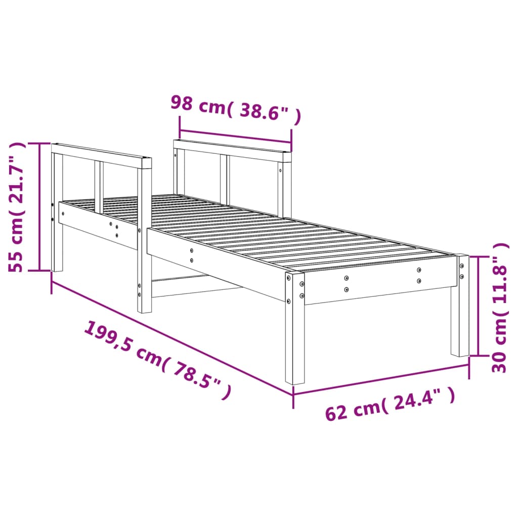 Solid Pine Sun Lounger - Durable Outdoor Relaxation 199.5x62x55 cm
