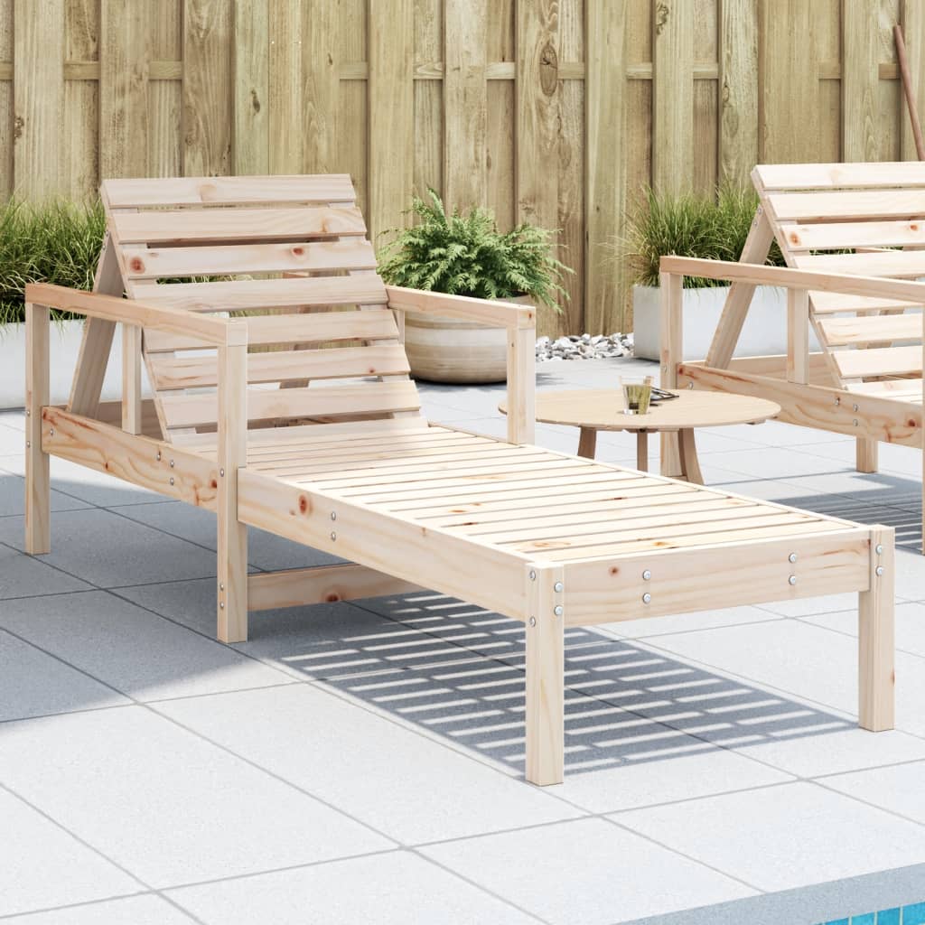 Solid Pine Sun Lounger - Durable Outdoor Relaxation 199.5x62x55 cm