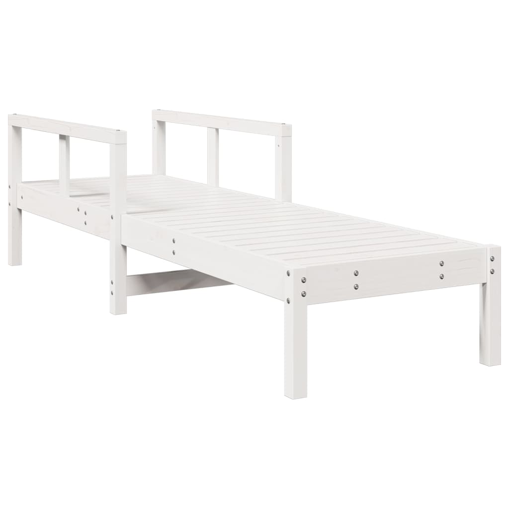 Solid Wood Pine Sun Lounger - White, 199.5x62x55 cm