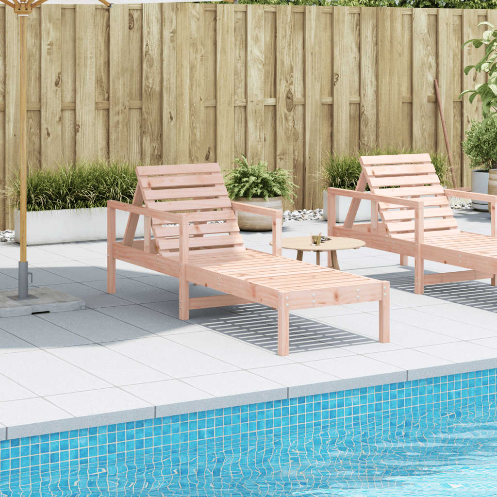 Solid Wood Douglas Sun Lounger - 199.5x62x55 cm Relaxation Chair