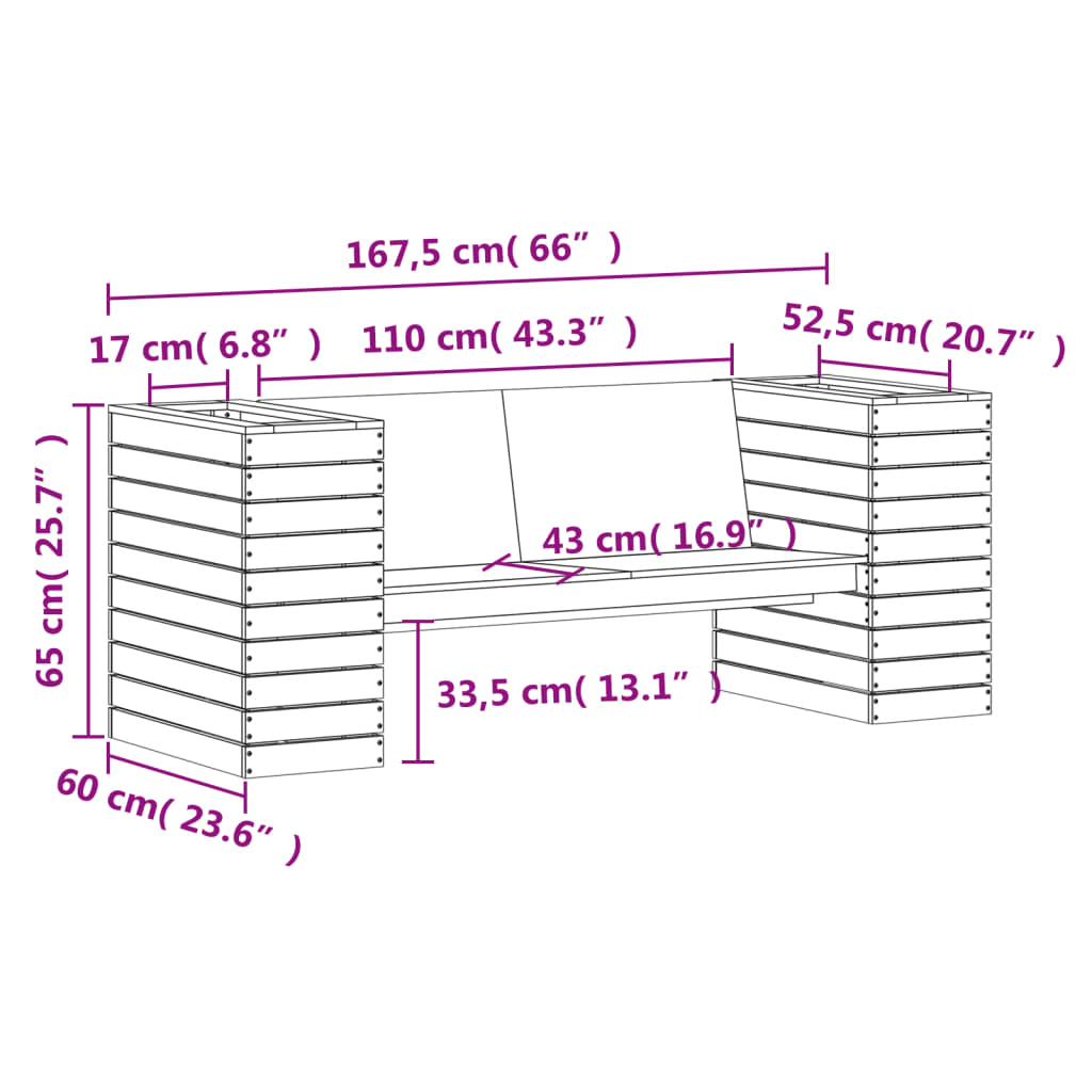 Solid Wood Douglas Planter Bench 167.5x60x65 cm - Stylish & Durable
