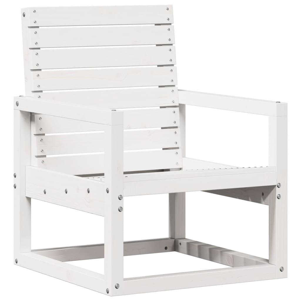 3-Piece White Pine Wood Garden Lounge Set