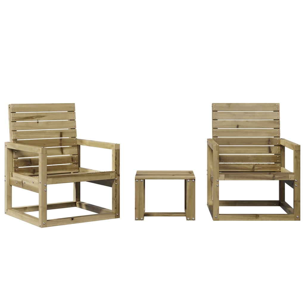 3-Piece Pine Wood Garden Lounge Set - Impregnated Finish