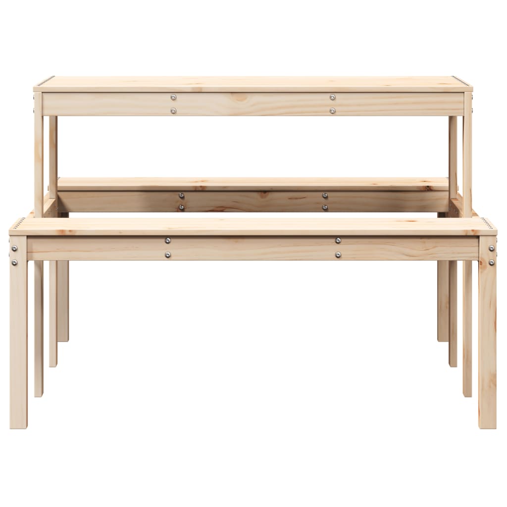 Solid Pine Wood Picnic Table - Natural Finish, 110x134x75 cm
