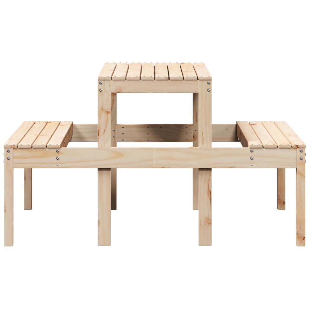 Solid Pine Wood Picnic Table - Natural Finish, 110x134x75 cm