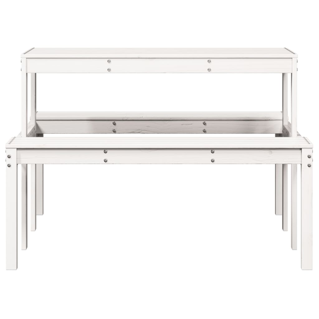 White Solid Pine Wood Picnic Table - 110x134x75 cm