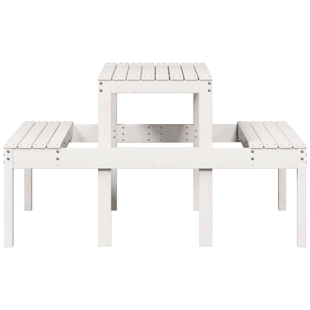 White Solid Pine Wood Picnic Table - 110x134x75 cm