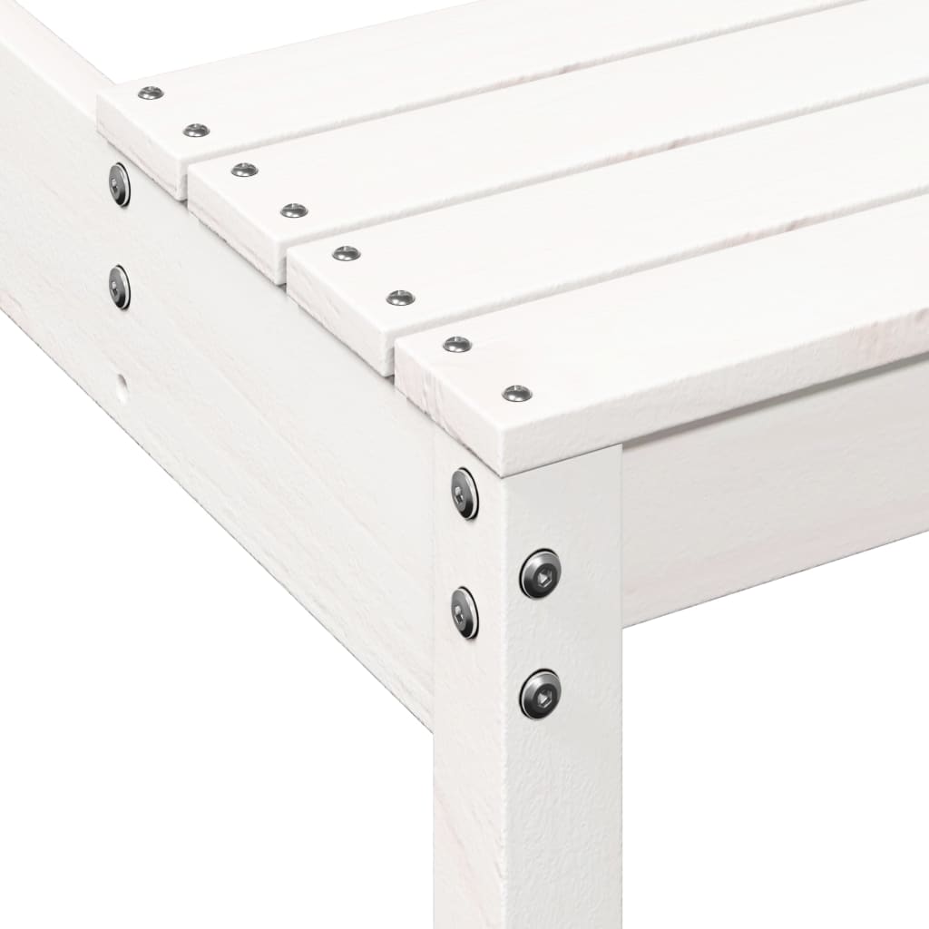 White Solid Pine Wood Picnic Table - 110x134x75 cm