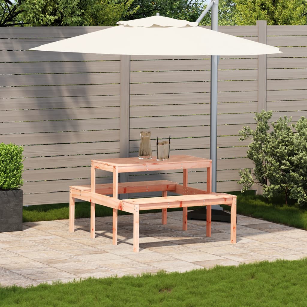 Douglas Solid Wood Picnic Table - 110x134x75 cm, Natural Finish