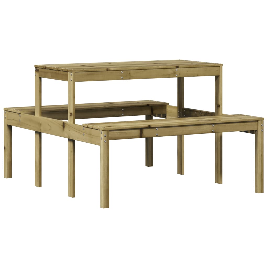 Impregnated Pine Wood Picnic Table - 110x134x75 cm, Natural Finish
