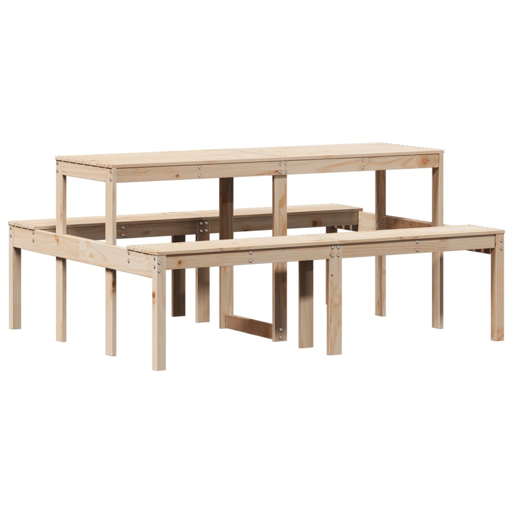 Solid Pine Wood Picnic Table - 160x134x75 cm, Natural Finish