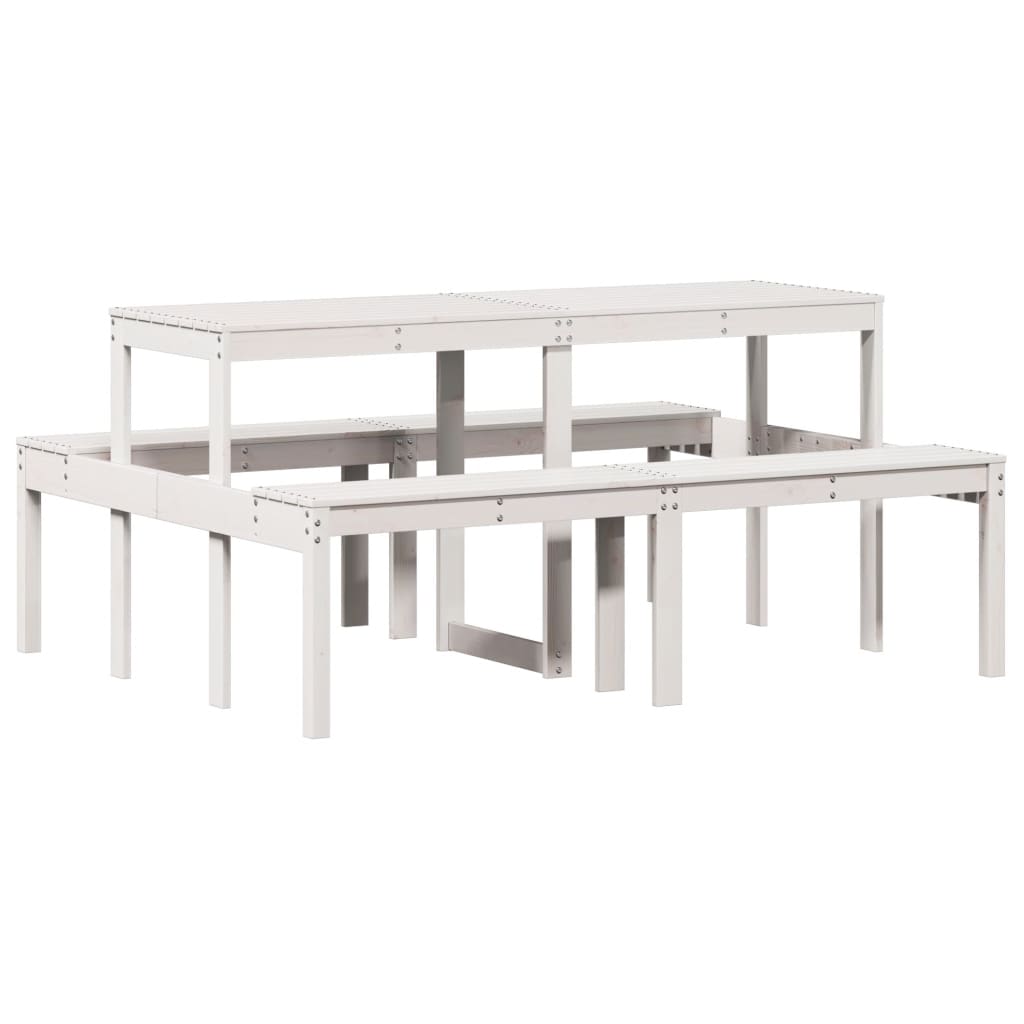Solid Pine Wood Picnic Table in White - 160x134x75 cm