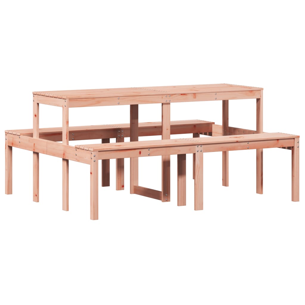 Solid Douglas Wood Picnic Table - 160x134x75 cm, Natural Finish