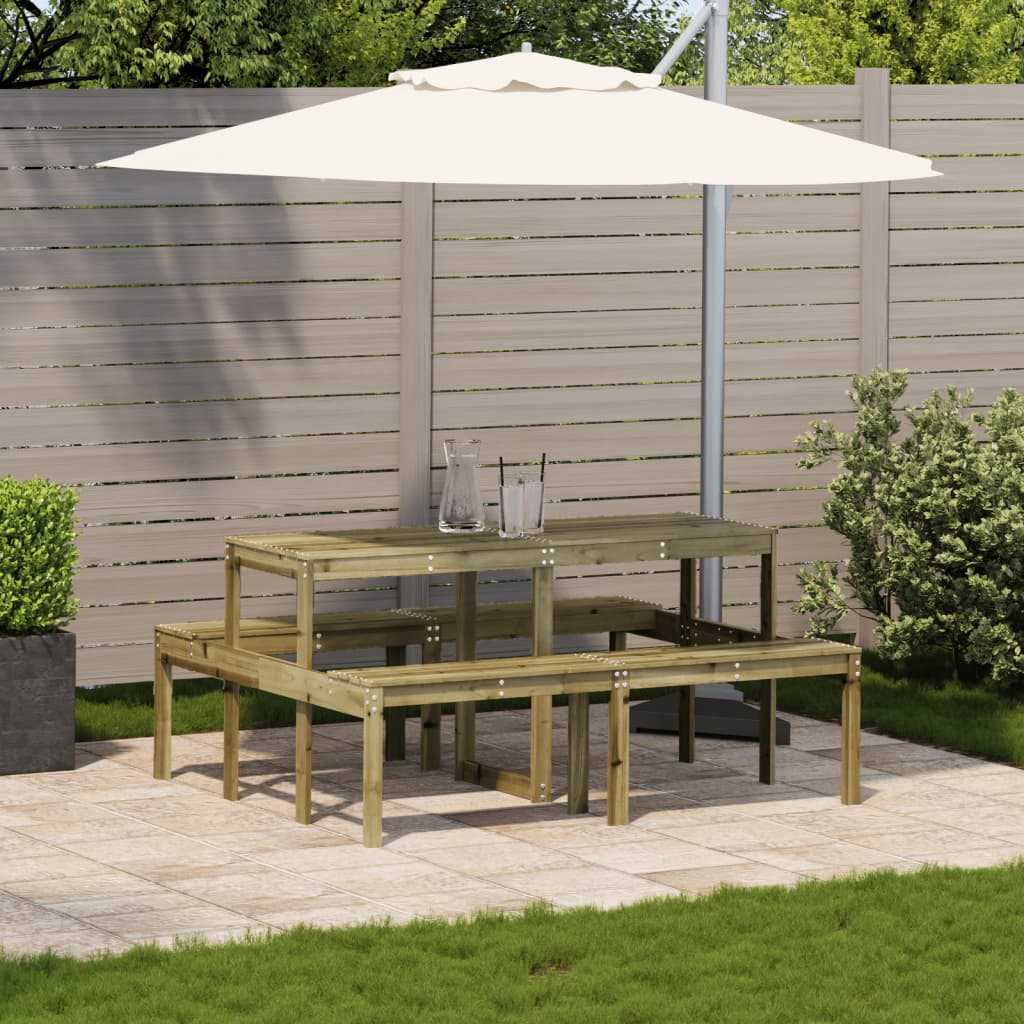 Impregnated Pine Wood Picnic Table 160x134x75 cm - Natural Finish