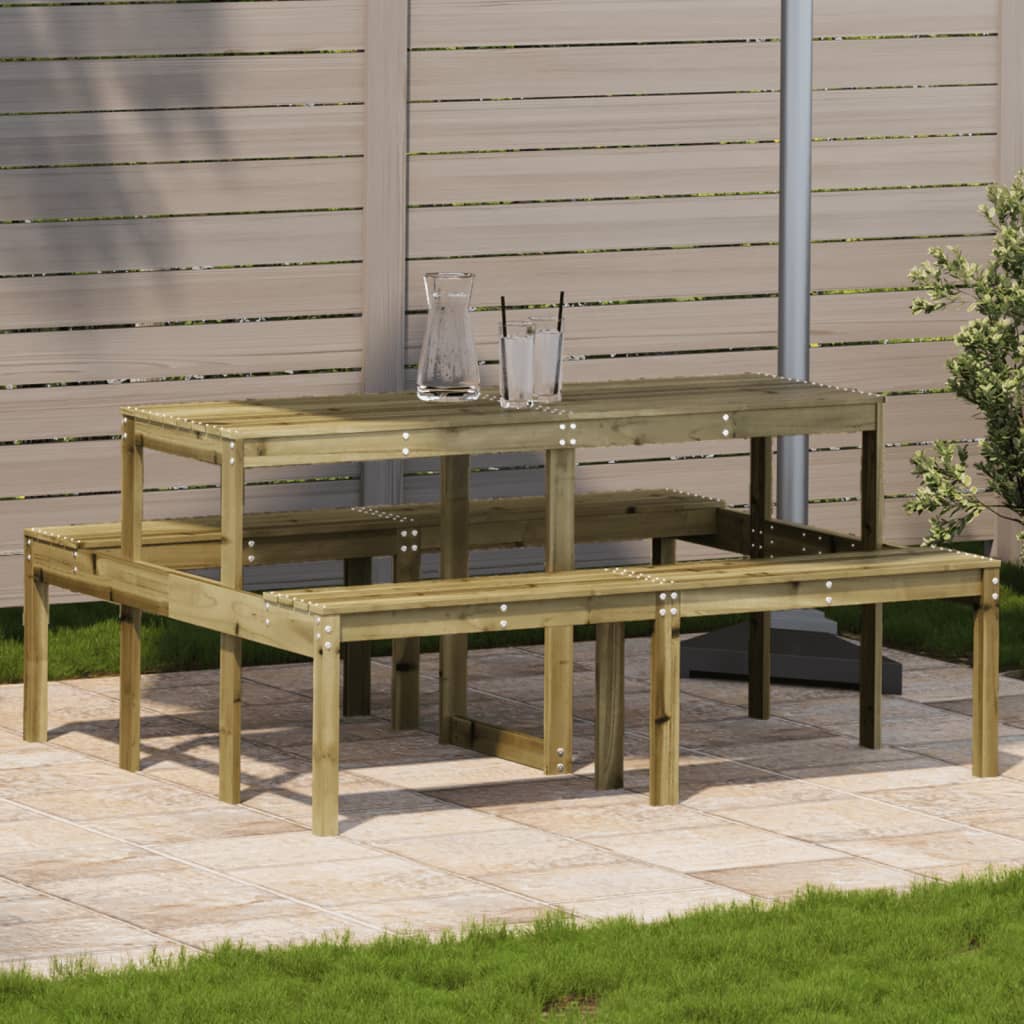 Impregnated Pine Wood Picnic Table 160x134x75 cm - Natural Finish