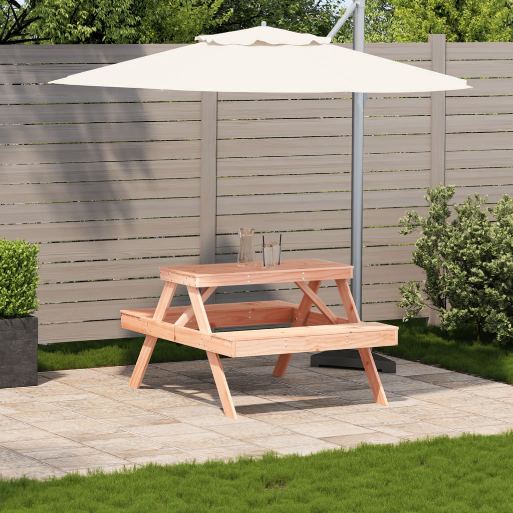 Solid Wood Douglas Picnic Table - 105x134x75 cm - Natural Finish