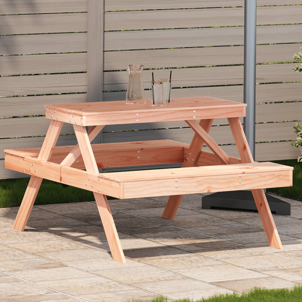 Solid Wood Douglas Picnic Table - 105x134x75 cm - Natural Finish