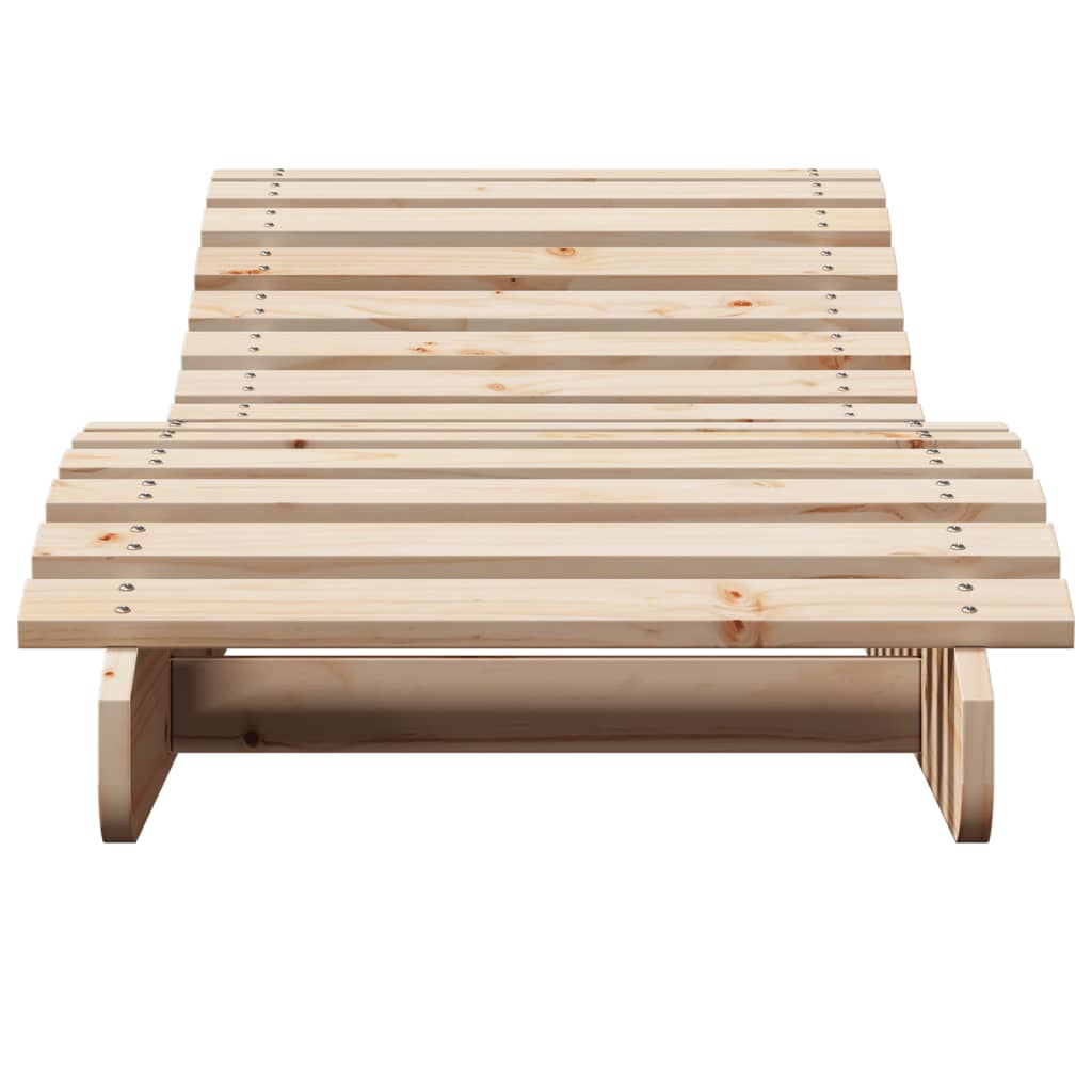 Solid Pine Wood Sun Loungers Set - 2pcs, 205x60x31.5 cm