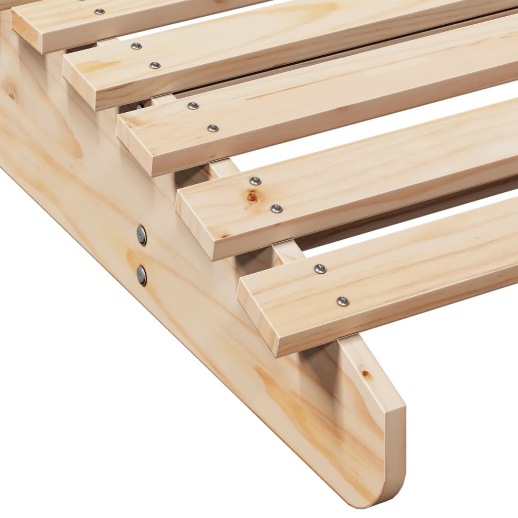 Solid Pine Wood Sun Loungers Set - 2pcs, 205x60x31.5 cm