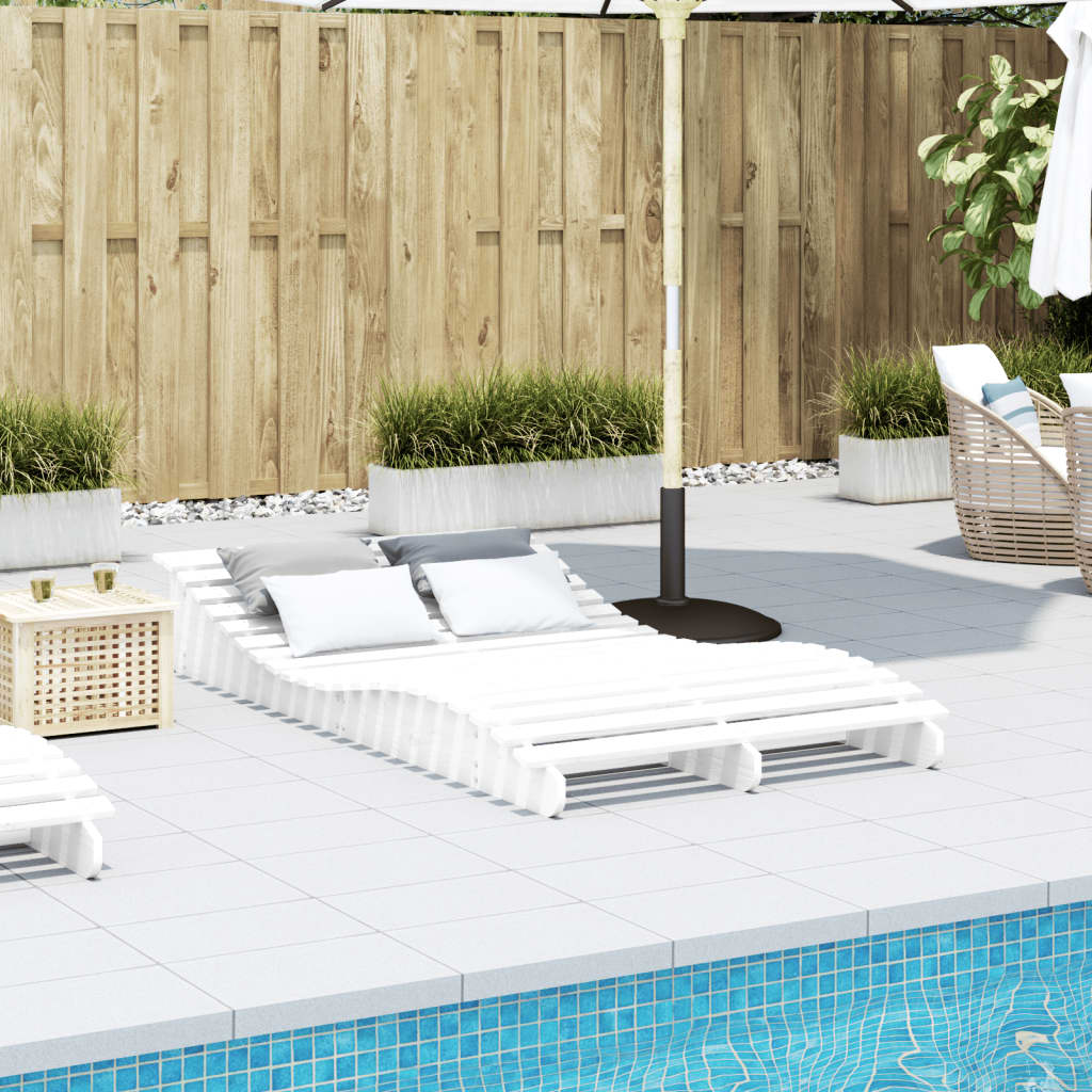 White Solid Pine Sun Lounger - 205x110x31.5 cm