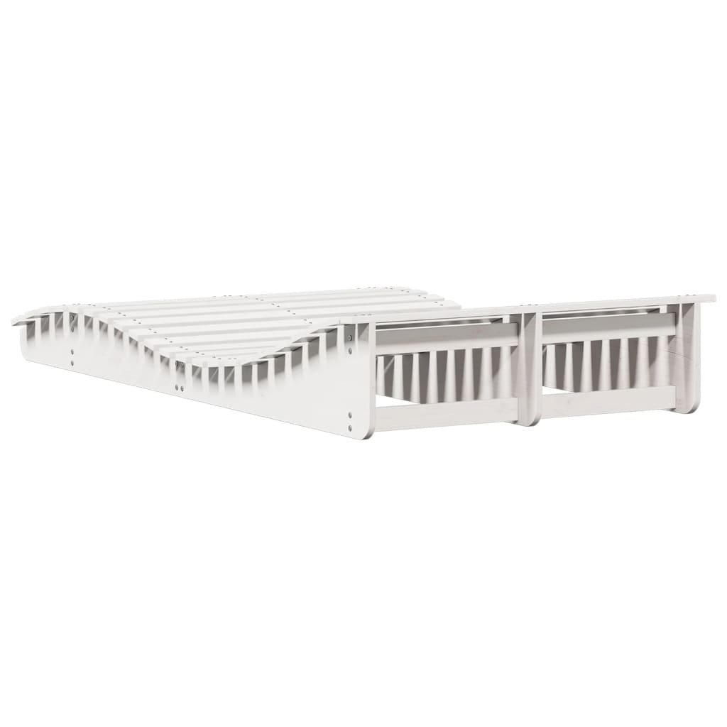 White Solid Pine Sun Lounger - 205x110x31.5 cm