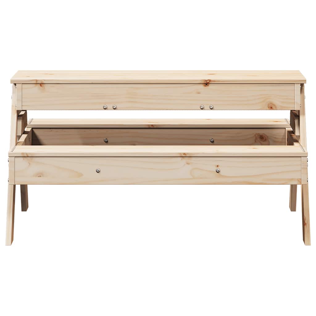 Solid Pine Wood Kids Picnic Table with Sandpit - Natural Finish