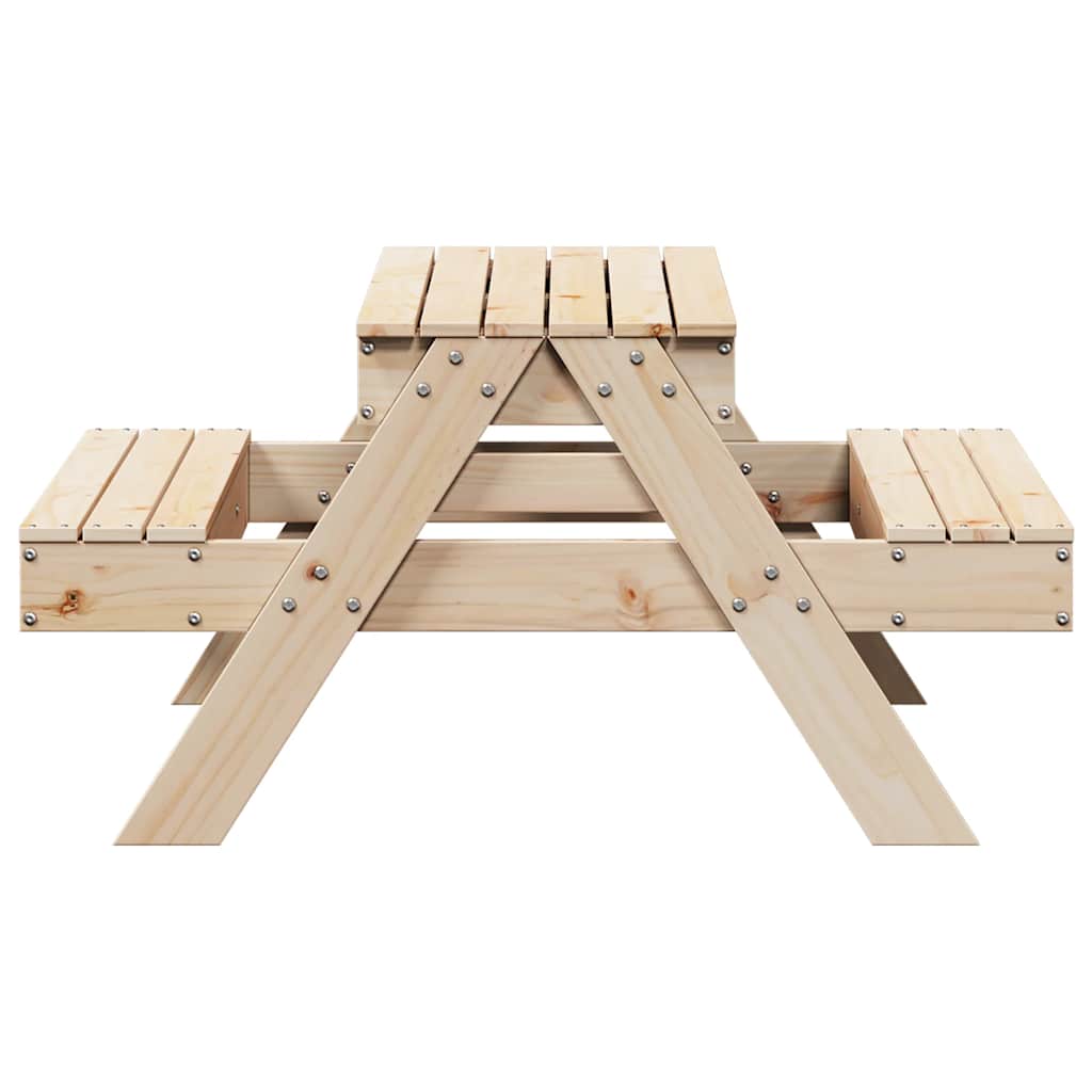Solid Pine Wood Kids Picnic Table with Sandpit - Natural Finish